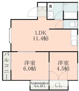 若葉ヶ丘ハイツ【2階】の間取り