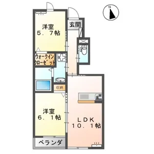 2LDKの間取り画像