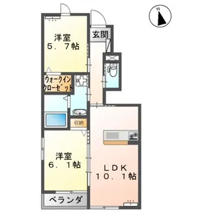 2LDKの間取り画像