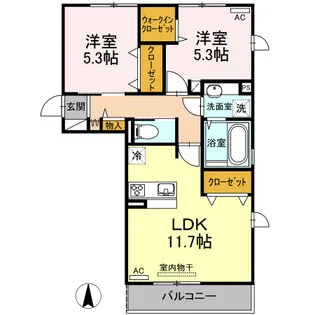 ヴィクトワール健軍【2階】の間取り