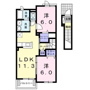DINOSAUR Ⅱ K棟【2階】の間取り