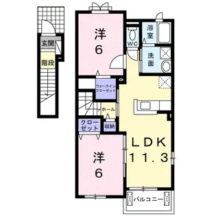 フロー デ セリシール Ⅱ【2階】の間取り