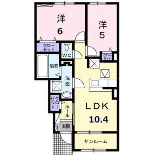 レミー グレンツェ Ⅱ【105号室】の間取り