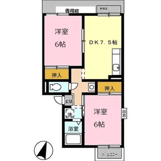 プレジールみゆき B棟【102号室】の間取り