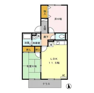 ウィルモアノナカガーデン B棟【1階】の間取り