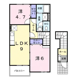 ムーンヴェルジュD【2階】の間取り