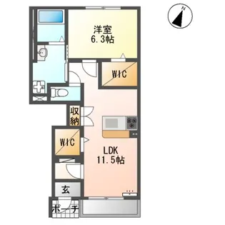 リベルテ三里木【105号室】の間取り