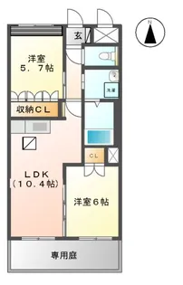 ベルグラース【105号室】の間取り