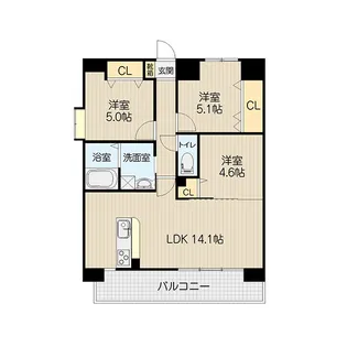 LATTICE水前寺公園【3階】の間取り