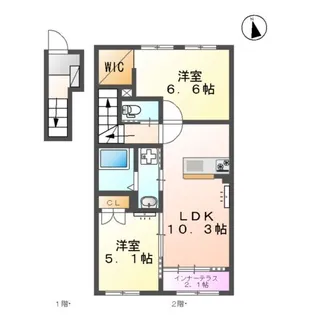 レジデンススクエアIII M&K【2階】の間取り