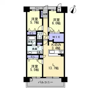 アルファスマート九品寺【408号室号室】の間取り