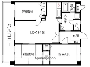 鶴の茶屋五番館【503号室】の間取り