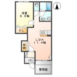 スカイヴィレッジ城南B棟【1階】の間取り