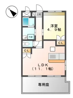 シャトー・ドゥ・レーヴR【1階】の間取り