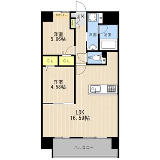 LIBTH菊陽Ⅱ【7階】の間取り