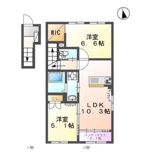 レジデンススクエアIII M&K【201号室】の間取り
