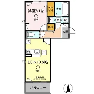 セキュレア合志【1階】の間取り