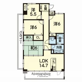 フラワーマンション城西【3階】の間取り