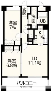 ホワイトステージ上熊本【5階】の間取り