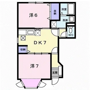 アンソレイエⅡ番館【1階】の間取り