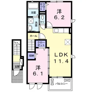 ラポート清水Ⅱ【2階】の間取り