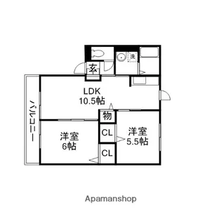 2LDKの間取り画像