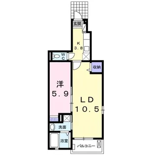 ロワゾブルー【1階】の間取り