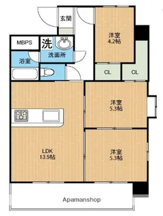 新屋敷ピアッツァビル【4階】の間取り