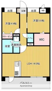 熊本県熊本市西区上熊本2丁目【マンション】の間取り