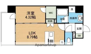 VACHE ROUGE新町Ⅱ【8階】の間取り