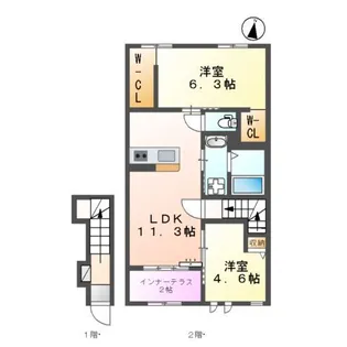 ルガルボニート北熊本【206号室】の間取り