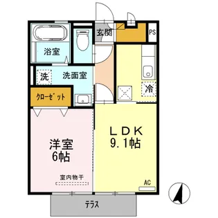 オーピュール城西【1階】の間取り