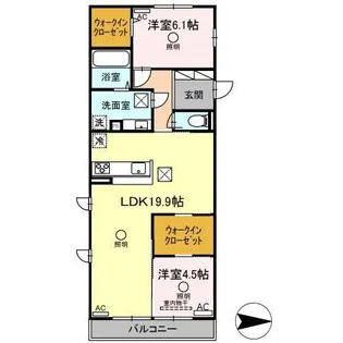 2LDKの間取り画像