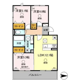 サンライズ新土河原【1階】の間取り