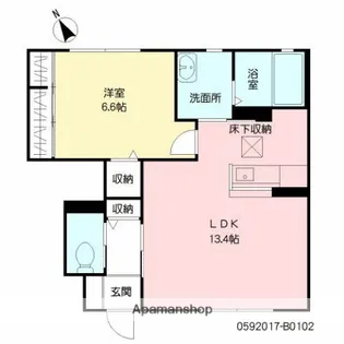 ティファーノ西大道B【102号室】の間取り