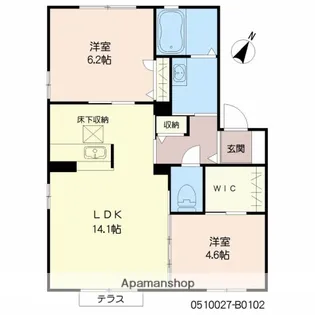 フェリーチェ三川Ⅱ【102号室】の間取り