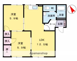 サンコート松岡【101号室】の間取り