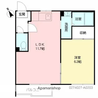 タウニィ中春日【203号室】の間取り