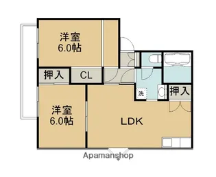 シャンクレール田室【B-102号室】の間取り