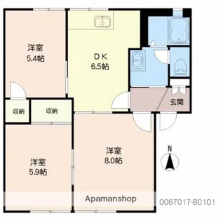 ベルハイツ【B101号室】の間取り