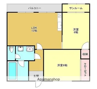 スカイコート下郡【306号室】の間取り