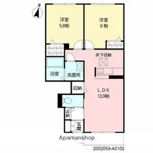 リバティ三川【103号室】の間取り