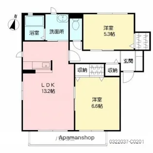 スクエアコート横尾C【2階】の間取り