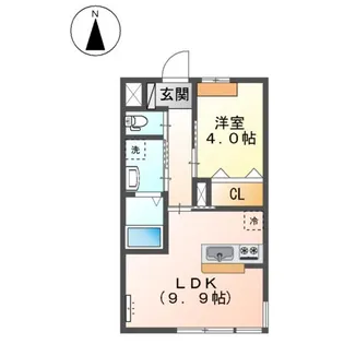 クラージュ KOMETAKE【00201号室】の間取り
