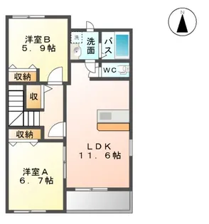 ラ・レーヴ【00201号室】の間取り