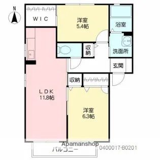 ハーベスト錦B【201号室】の間取り