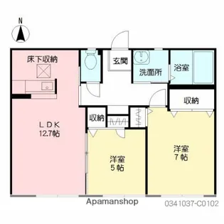 2LDKの間取り画像