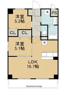 WINDOM亀川駅前【805号室】の間取り