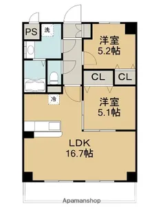 WINDOM亀川駅前【501号室】の間取り