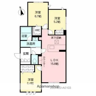 ベレオ南春日町【103号室】の間取り